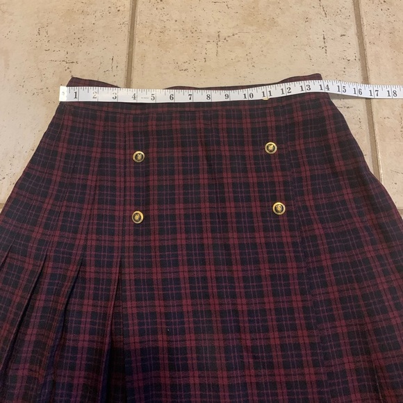 Vintage Karolyne Petite Pure Virgin Wool Plaid Pleated Midi Skirt Size 10P - Picture 6 of 7